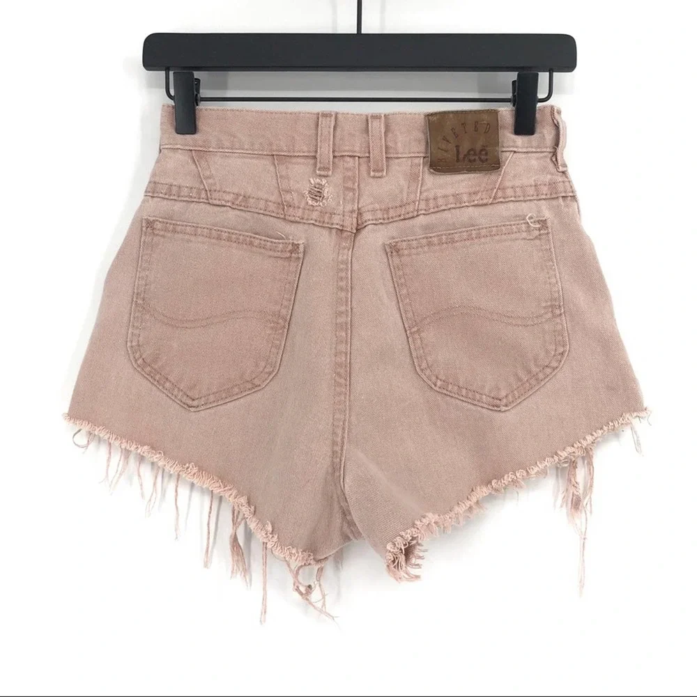 VTG LEE Distressed Denim Short Dusty Pink - RUNS small - Picture 7 of 10
